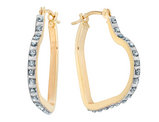 Diamond Accent Heart Hoop Earrings in 14K Yellow Gold (3/4 Inch)